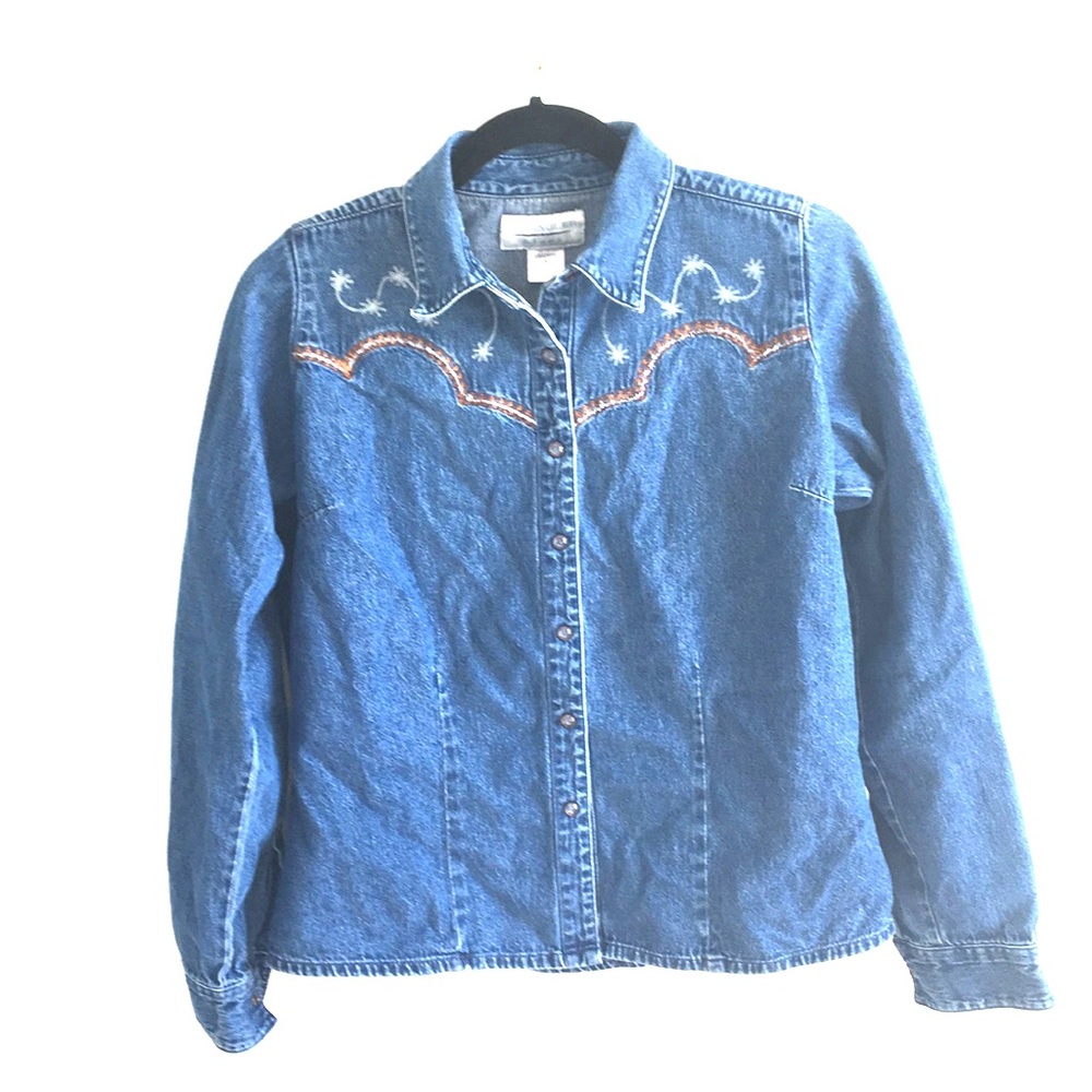 WRANGLER BLUES LONG SLEEVE WESTERN DENIM SHIRT